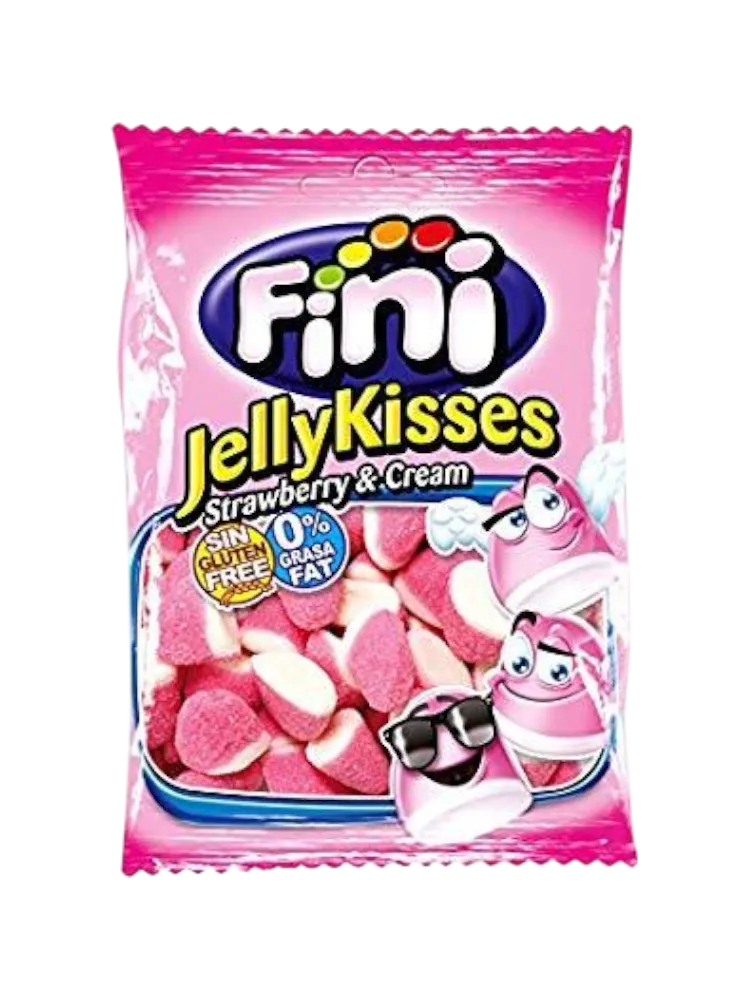 Жевательный мармелад "Jelly Kisses" Клубничные дольки 90 г. поцелуй FINI
