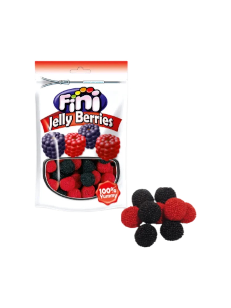 Жевательный мармелад Ягоды Черно-Красные в обсыпке jelly berries165 г. Zip-lock  FINI 
