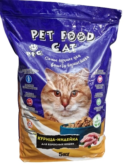 Корм Pet Food Cat для взрослых курица, индейка 5 кг