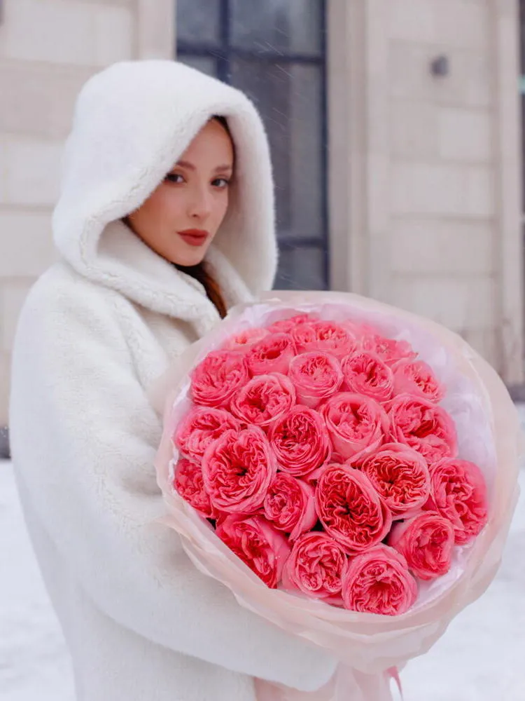 ART BUKET 25 пионовидных роз "Pink expression" - фото 4