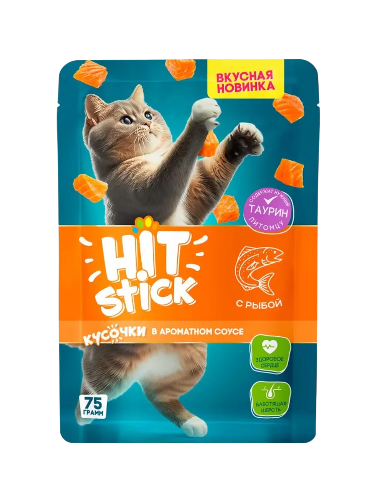Корм Hit Stick кусочки в соусе лосось 75 г 28 шт