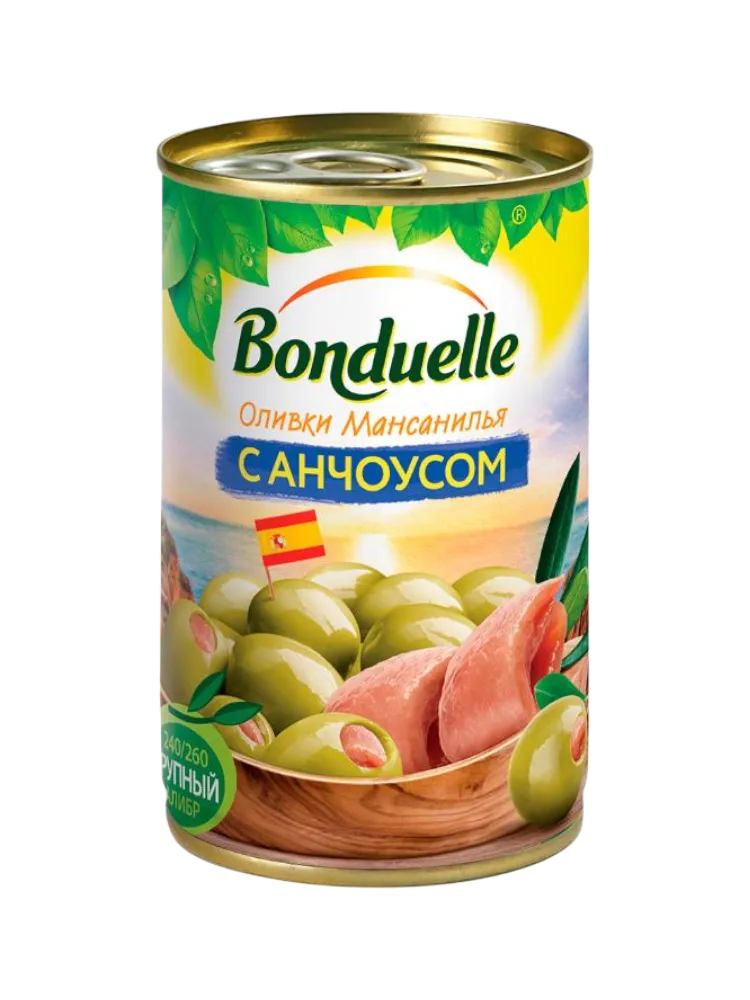ОЛИВКИ BONDUELLE 314МЛ МАНСАНИЛЬЯ С АНЧОУСОМ