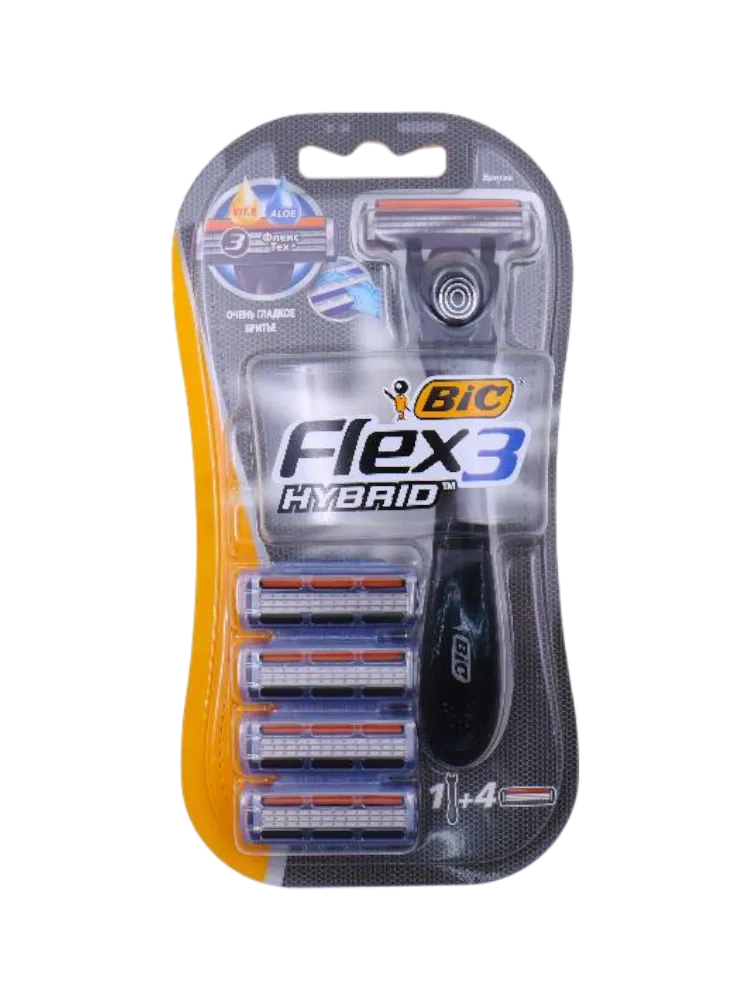 СТАНОК BIC FLEX 3 HYBRID+4КАРТРИДЖА 