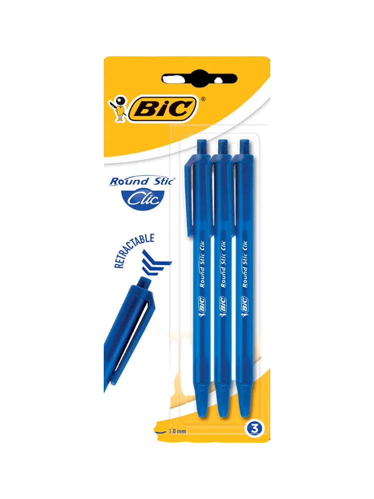 РУЧКА ШАРИК BIC РАУНД СТИК КЛИК 3ШТ СИН