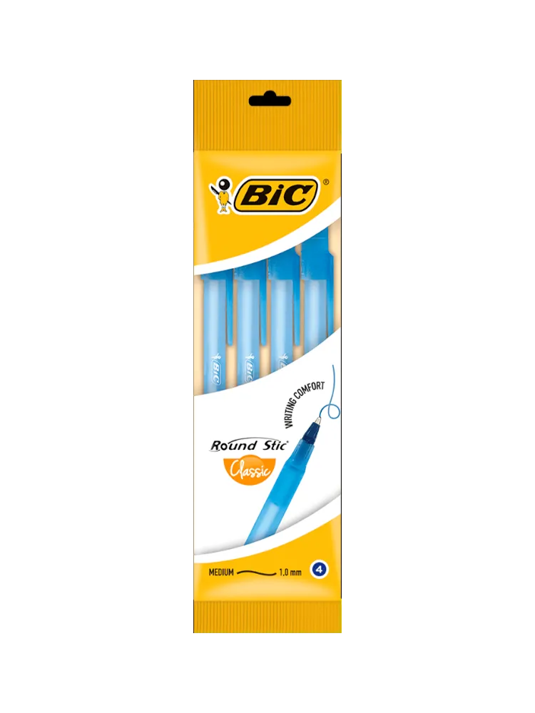 РУЧКА BIC РАУНД СТИК СИН СРЕД ЛИНИЯ 4ШТ