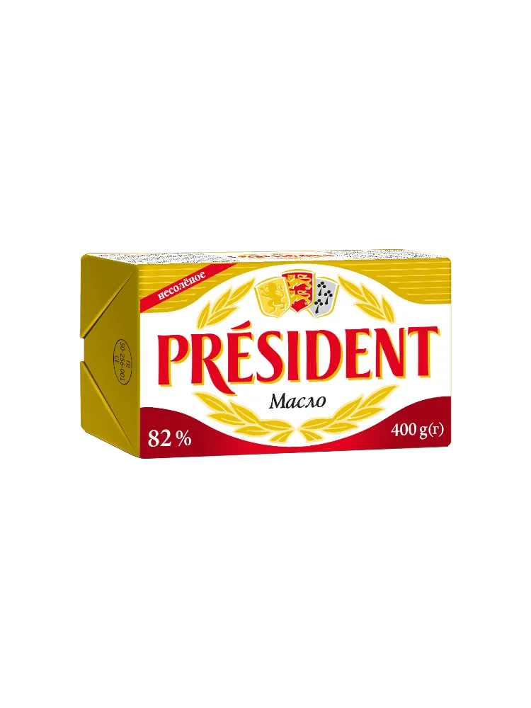 МАСЛО PRESIDENT 400Г СЛИВОЧНОЕ 82%