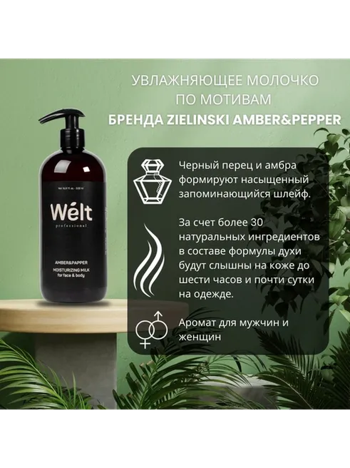 Welt professional Увлажняющее молочко для тела и лица 500 мл Amber&amp;Papper молочко для тела 500 мл - фото 2