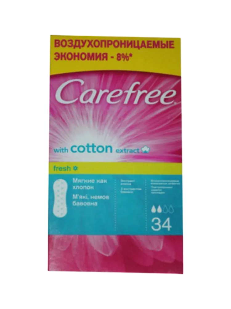 ПРОКЛАДКИ CAREFREE COTON RESH FRESH 34ШТ ЕЖЕД