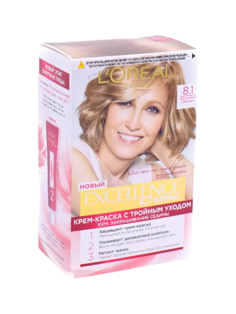 КРАСКА LOREAL EXCELLENCE CREME 8.1 СВЕТЛО-РУСЫЙ ПЕПЕЛЬНЫЙ 