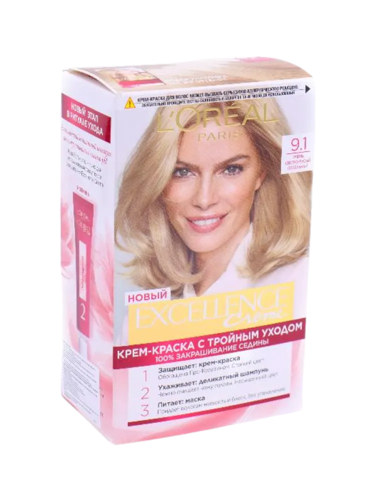 КРАСКА LOREAL EXCELLENCE CREME 9.1 ОЧЕНЬ СВЕТЛО-РУСЫЙ ПЕПЕЛЬНЫЙ 