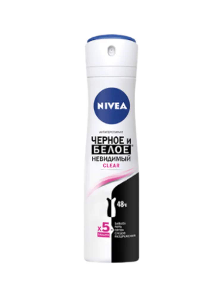 ДЕЗОДОРАНТ NIVEA 150МЛ CLEAR Д/ЧЕРНОГО И БЕЛОГО ЖЕН СПРЕЙ