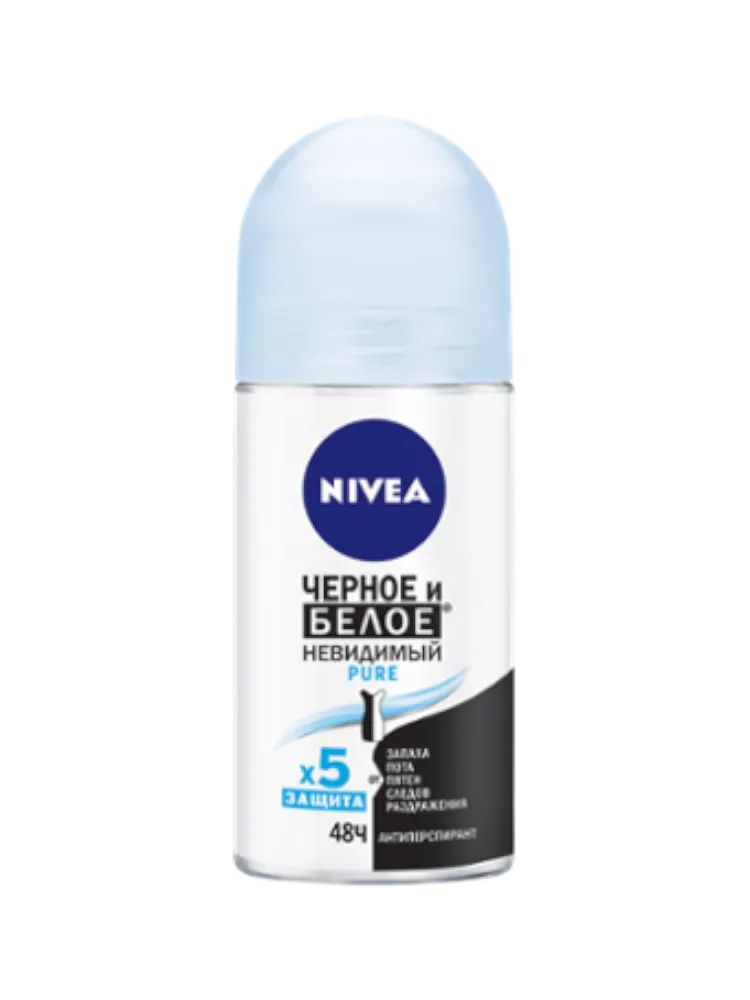 ДЕЗОДОРАНТ NIVEA 50МЛ PURE Д/ЧЕРНОГО И БЕЛОГО РОЛИК