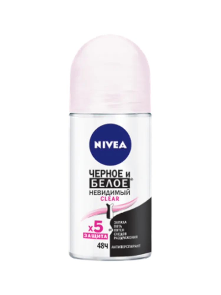 ДЕЗОДОРАНТ NIVEA 50МЛ CLEAR Д/ЧЕРНОГО БЕЛОГО ЖЕН РОЛИК