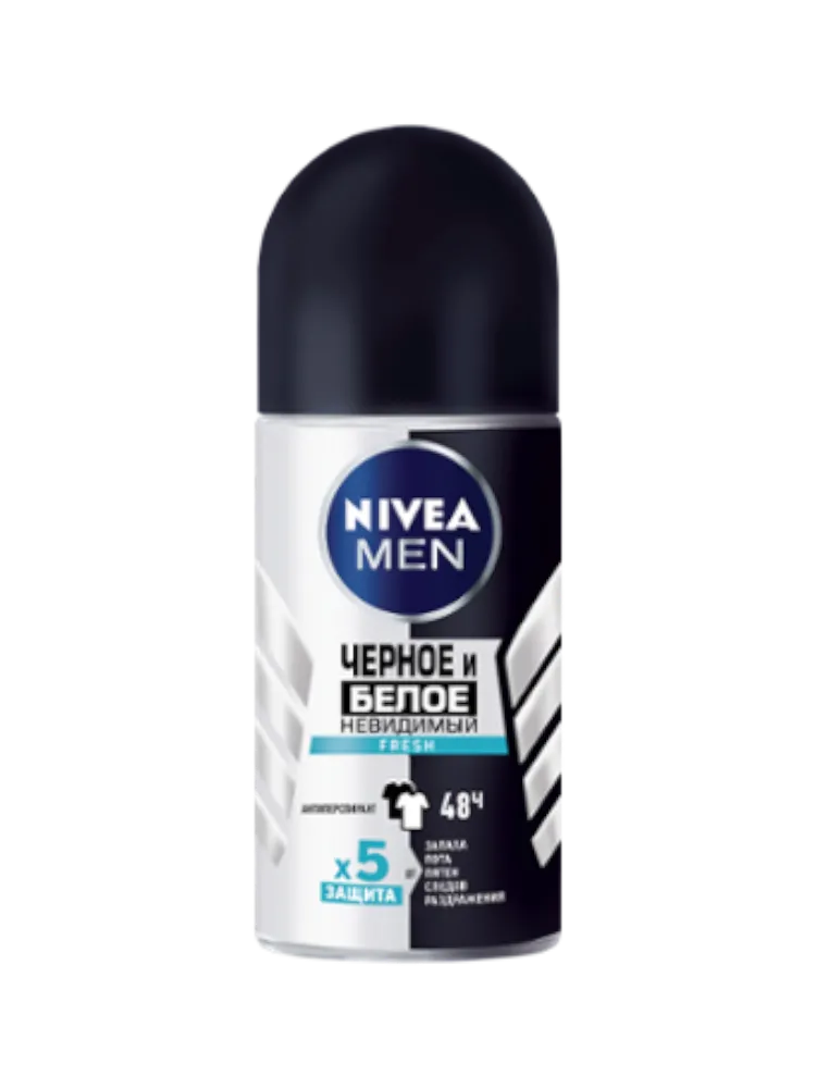 ДЕЗОДОРАНТ NIVEA 50МЛ НЕВИДИМ Д/ЧЕРН И БЕЛ МУЖ РОЛИК