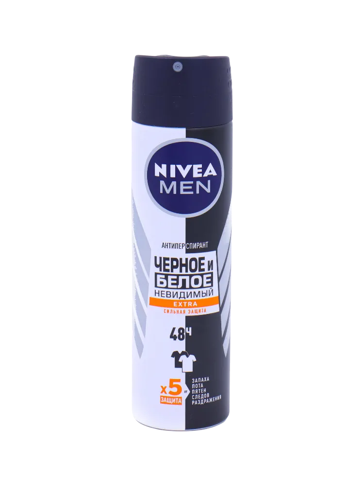 АНТИПЕРСПИРАНТ NIVEA 150МЛ EXTRA ЧЕРН И БЕЛ НЕВИДИМ МУЖ СПРЕЙ