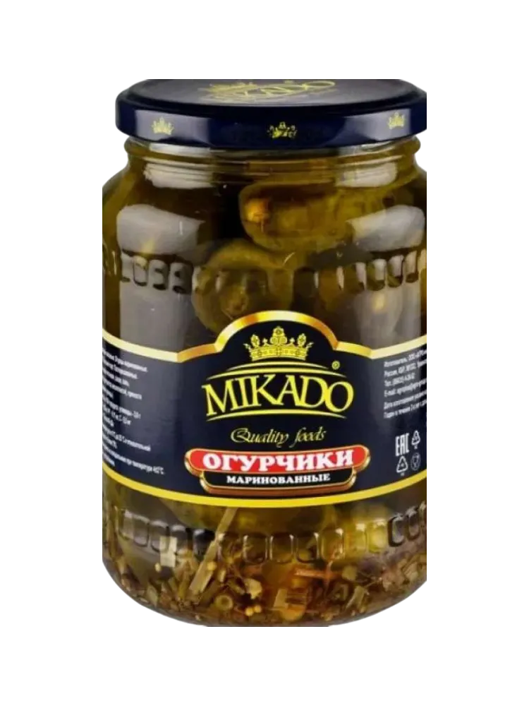 КОРНИШОНЫ MIKADO 720Г МАРИНОВАННЫЕ