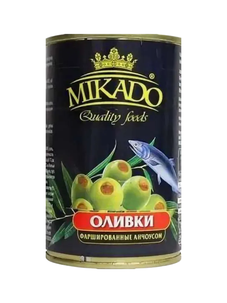 ОЛИВКИ MIKADO ФАРШИРОВАННЫЕ АНЧОУСОМ 300МЛ Ж/Б