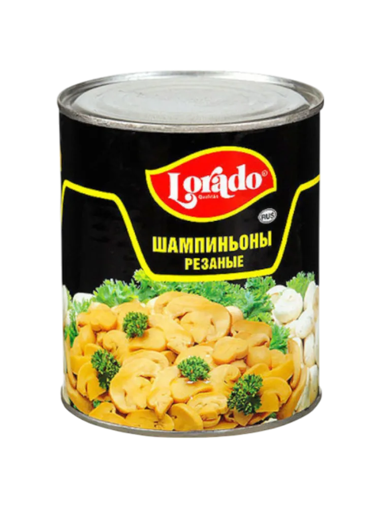 ГРИБЫ LORADO ШАМПИНЬОНЫ РЕЗАНЫЕ 850МЛ