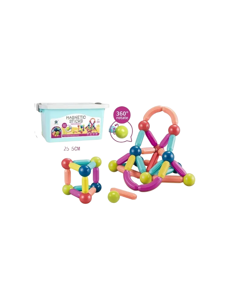 Конструктор 3D-конструктор с магнитными элементами (палочки и шарики), деталей 24 шт - фото 4
