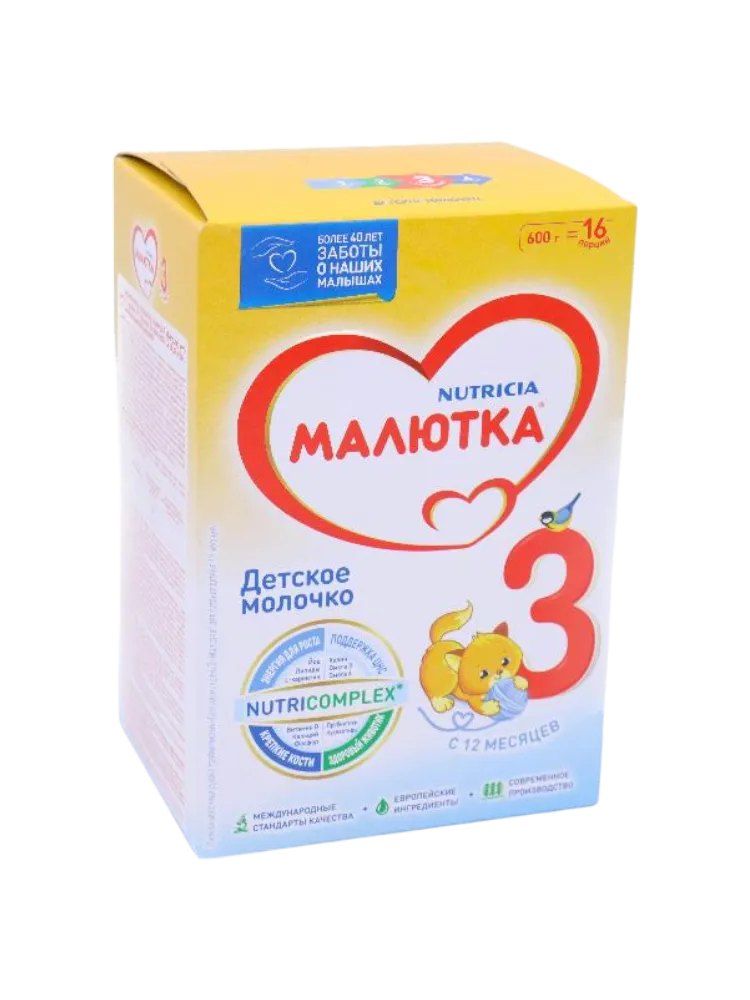 МОЛ СМЕСЬ МАЛЮТКА 3 600Г С 12 МЕС С ПРЕБ
