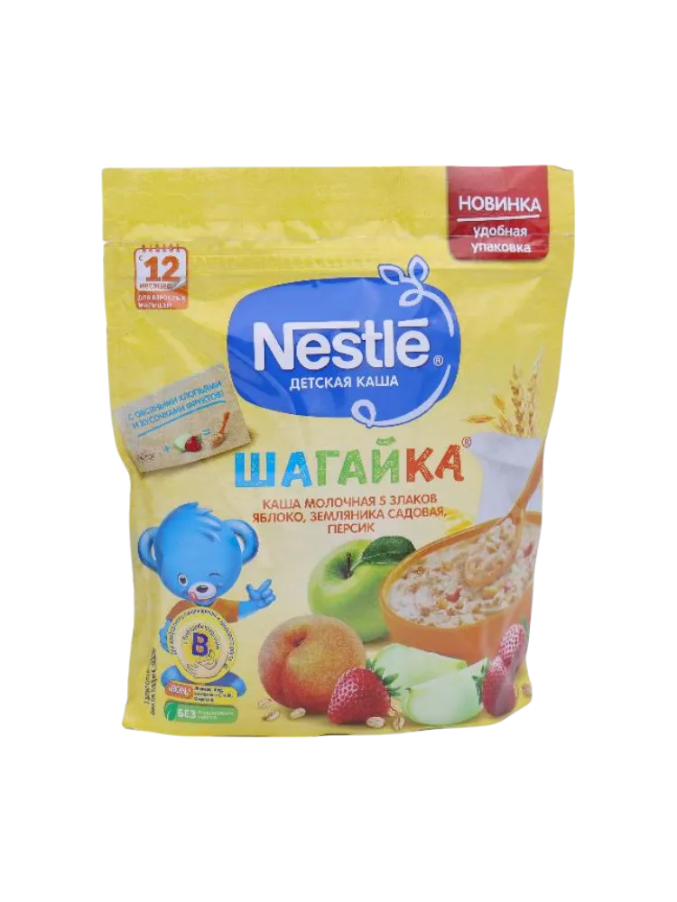 КАША NESTLE ШАГАЙКА МОЛ 200Г 5 ЗЛАКОВ ЯБЛОКО/ПЕРСИК/ЗЕМЛЯНИКА