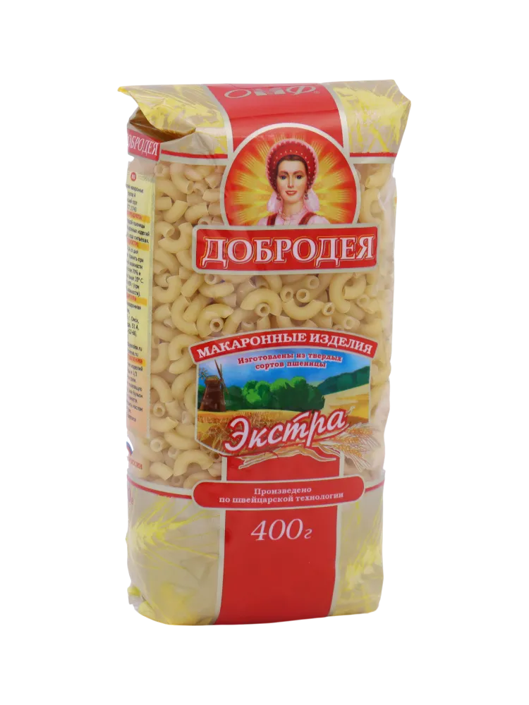 МАКАРОНЫ ДОБРОДЕЯ 400Г РОЖКИ-ДРУЖКИ ГЛАДКИЕ