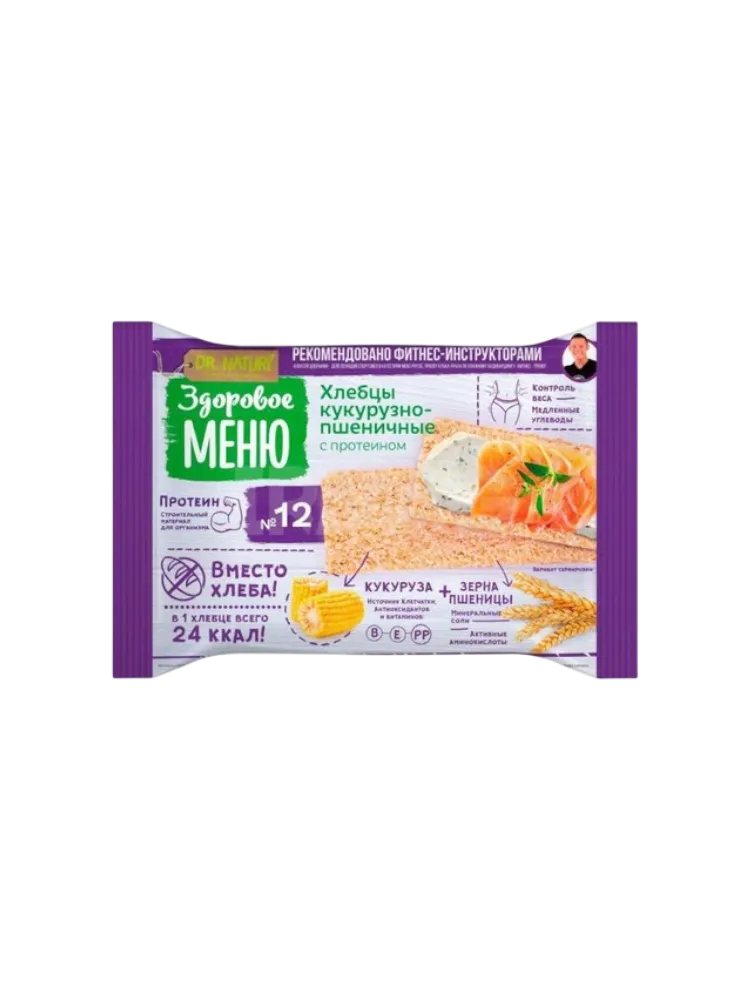 ХЛЕБЦЫ ЗДОРОВОЕ МЕНЮ 90Г КУКУРУЗНЫЕ С ПРОТЕИНОМ №12
