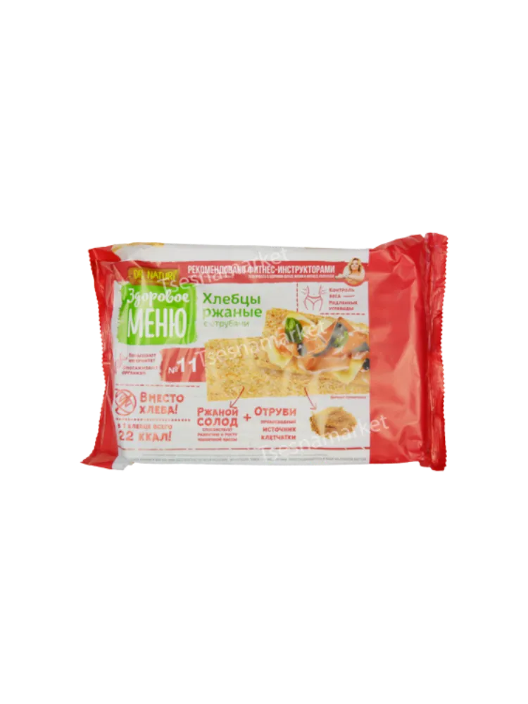 ХЛЕБЦЫ ЗДОРОВОЕ МЕНЮ 90Г РЖАНЫЕ С ОТРУБЯМИ №11