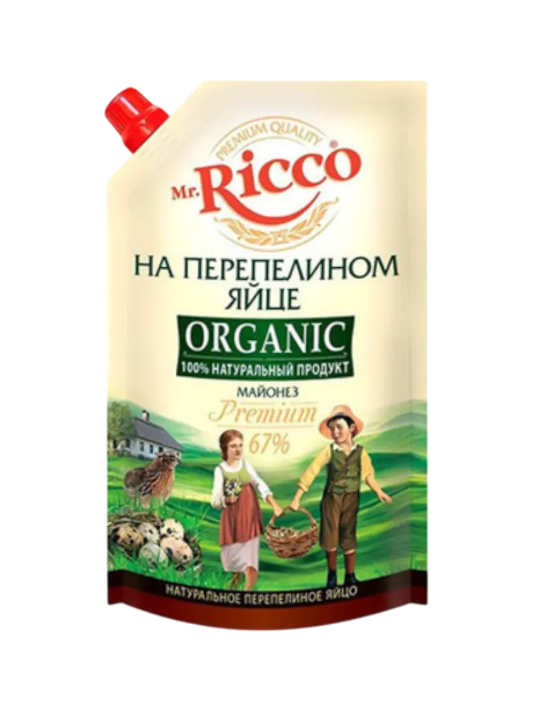 МАЙОНЕЗ MR RICCO 220МЛ ORGANIC НА ПЕРЕПЕЛ ЯЙЦЕ 67%