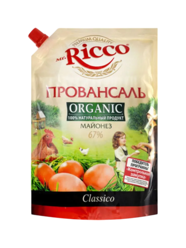 МАЙОНЕЗ MR RICCO 800МЛ ORGANIC 67% ПРОВАНСАЛЬ Д/П