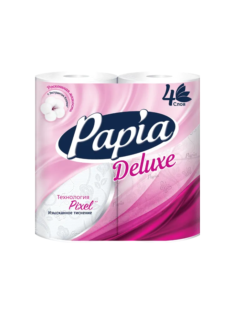 ТУАЛЕТ БУМАГА DELUXE WHITE 4-Х СЛ 4РУЛ PAPIA 