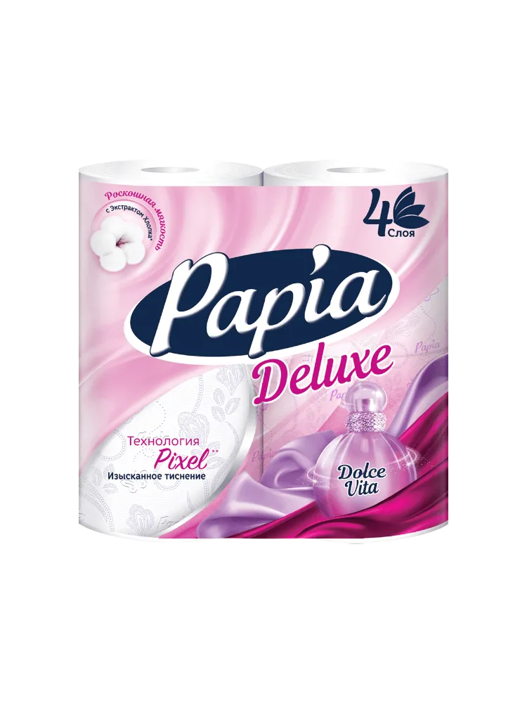 ТУАЛЕТ БУМАГА PAPIA 4-Х СЛ 4РУЛ DELUXE DOLCE VITA 