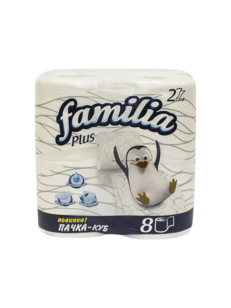 ТУАЛЕТ БУМАГА FAMILIYA 2-Х СЛ 8РУЛ PLUS WHITE