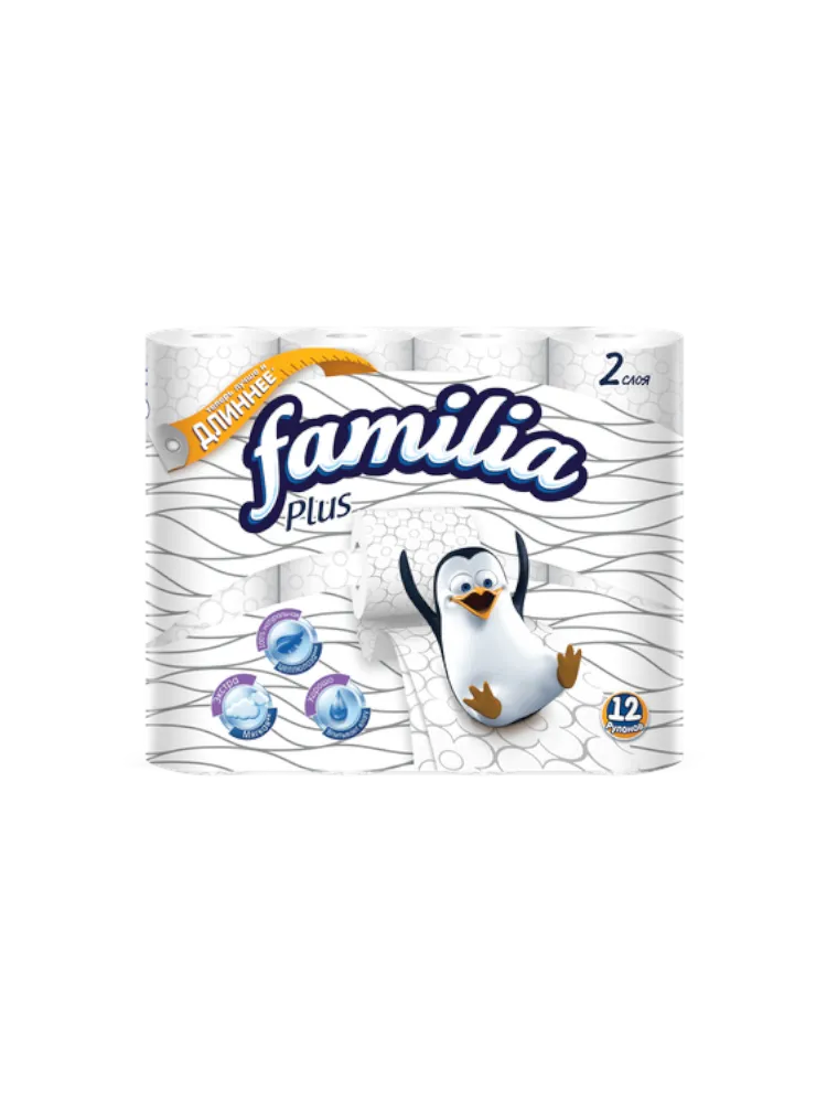 ТУАЛЕТ БУМАГА FAMILIYA 2-Х СЛ 12РУЛ PLUS WHITE 