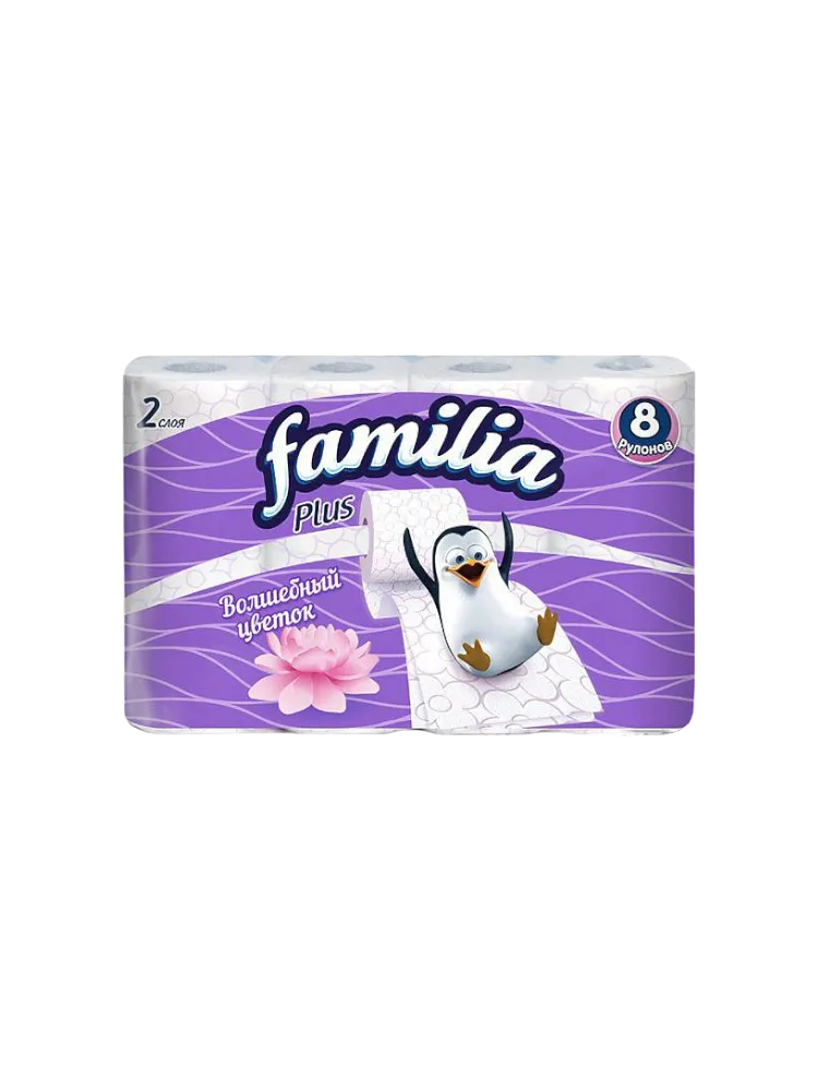 ТУАЛЕТ БУМАГА FAMILIYA 2-Х СЛ 8РУЛ PLUS ВОЛ ЦВЕТОК 