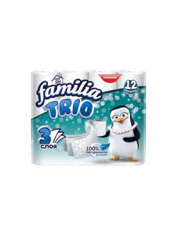 ТУАЛЕТ БУМАГА FAMILIYA TRIO 3-Х СЛ 12РУЛ 