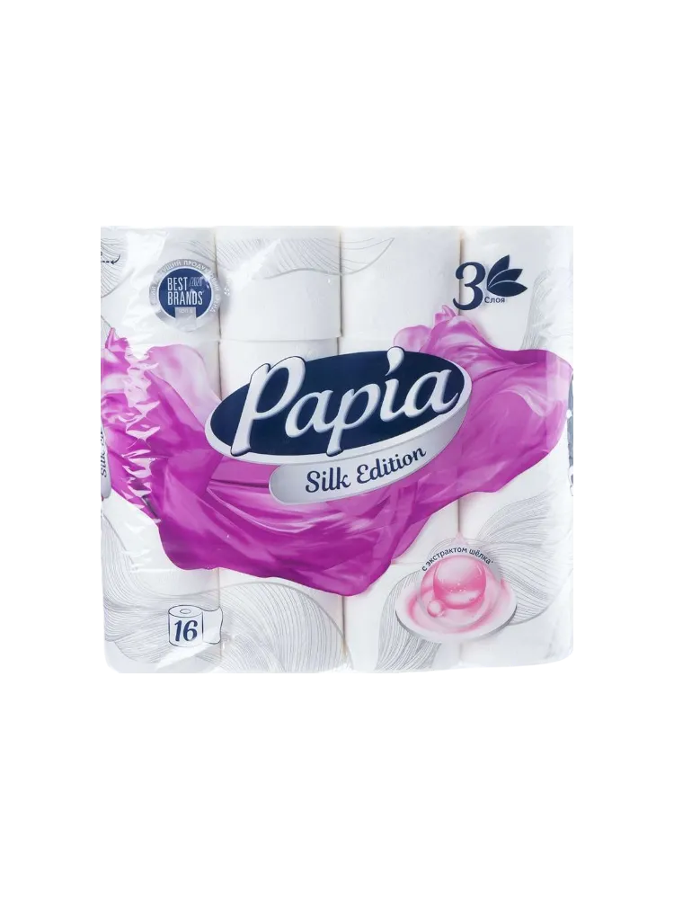 ТУАЛЕТ БУМАГА PAPIA SILK EDITION 3-Х СЛ 16РУЛ