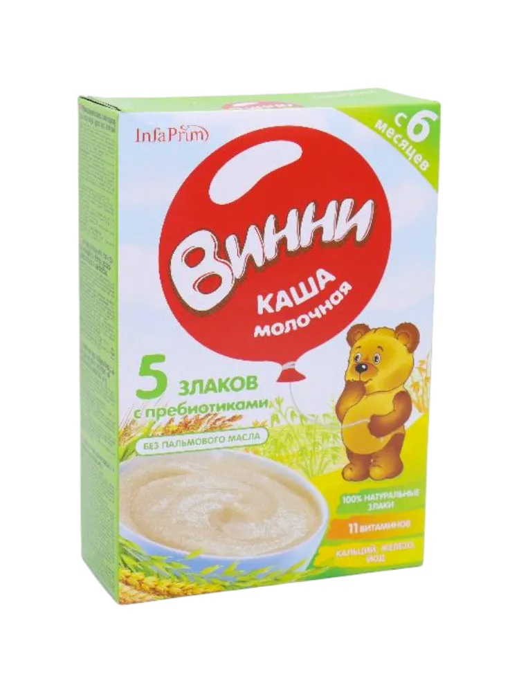 КАША ВИННИ МОЛ 200Г 5 ЗЛАКОВ С ПРЕБИОТИКАМИ 