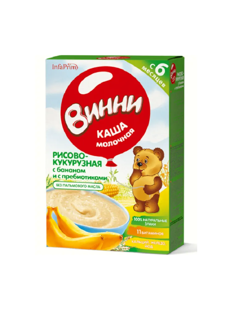 КАША ВИННИ МОЛ 200Г РИС/КУКУРУЗА/БАНАН С ПРЕБИОТИКАМИ 
