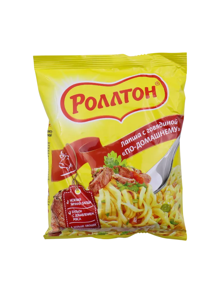 ЛАПША РОЛЛТОН 85/90Г ПО-ДОМАШНЕМУ С ГОВЯДИНОЙ