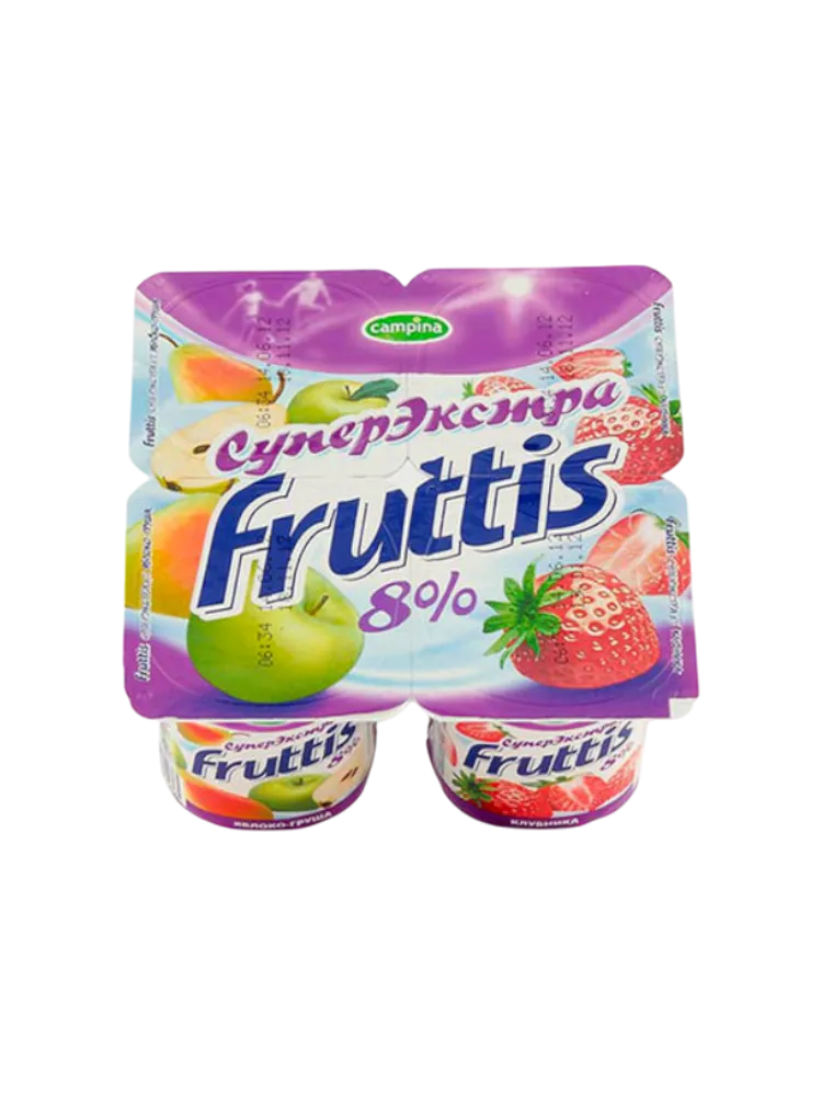 ЙОГУРТ FRUTTIS 115Г 8% ЯБЛОКО-ГРУША КЛУБНИКА
