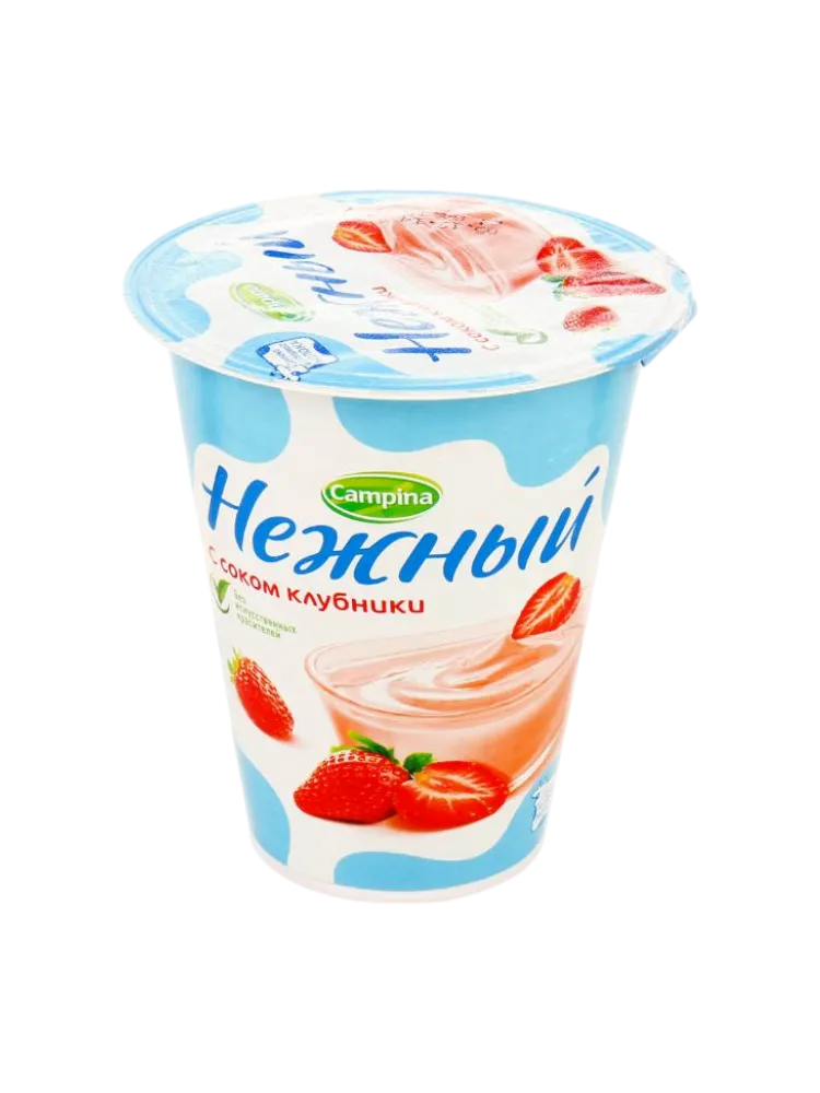 ЙОГУРТ CAMPINA НЕЖНЫЙ 320Г 1.2% С СОКОМ КЛУБНИКИ ПИТ