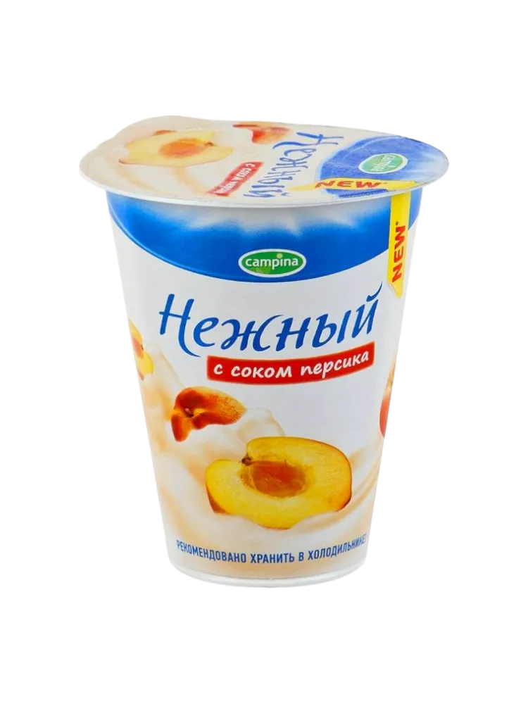 ЙОГУРТ CAMPINA НЕЖНЫЙ 320Г 1.2% С СОКОМ ПЕРСИКА ПИТ