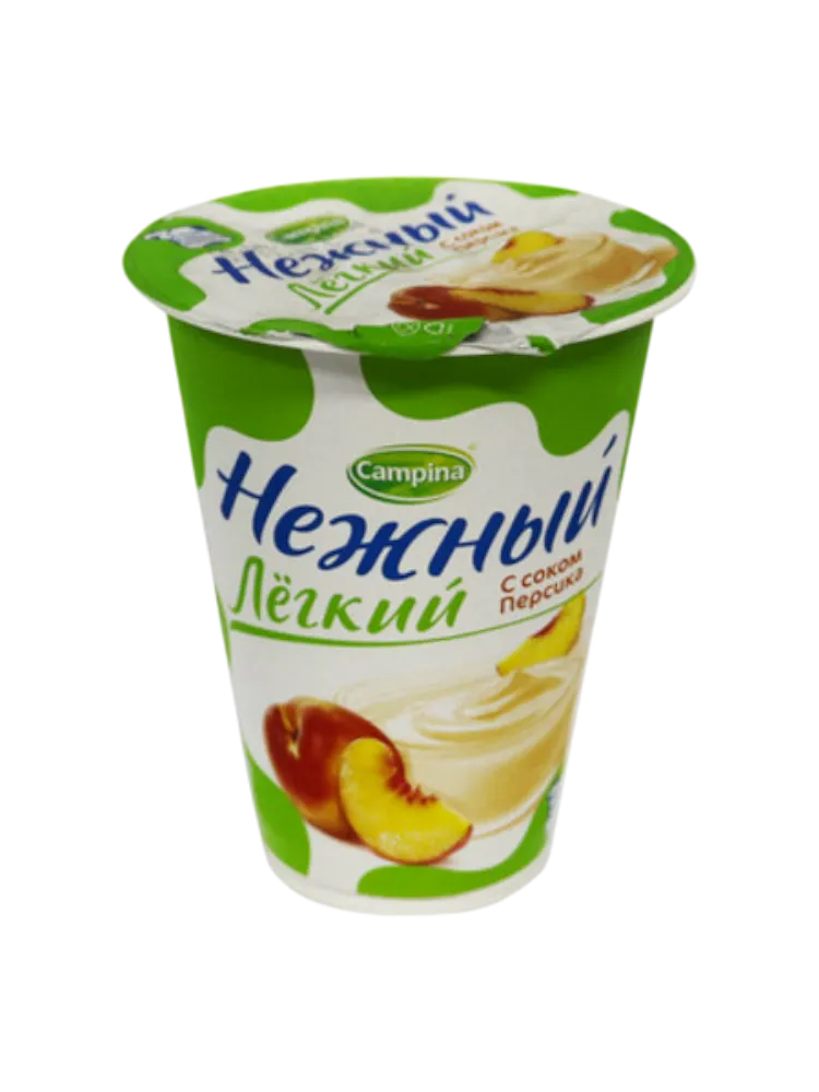 ЙОГУРТ CAMPINA НЕЖНЫЙ 320Г 0.1% ЛЕГКИЙ С СОКОМ ПЕРСИКА