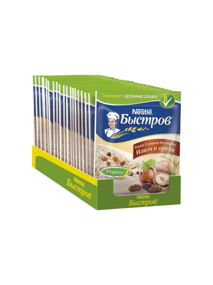КАША БЫСТРОВ 40Г 5 ЗЛ ИЗЮМ И ОРЕХИ 1 САШЕТ