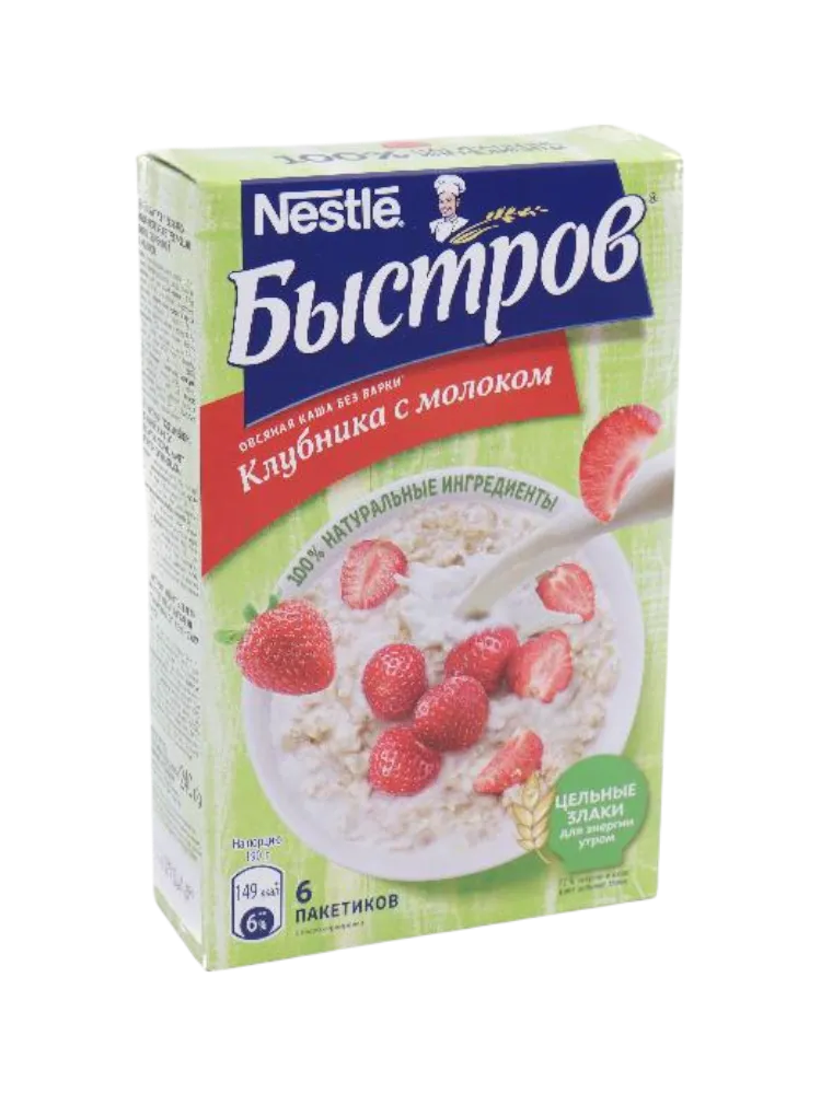 КАША БЫСТРОВ 240Г ОВС КЛУБНИКА СО СЛИВКАМИ