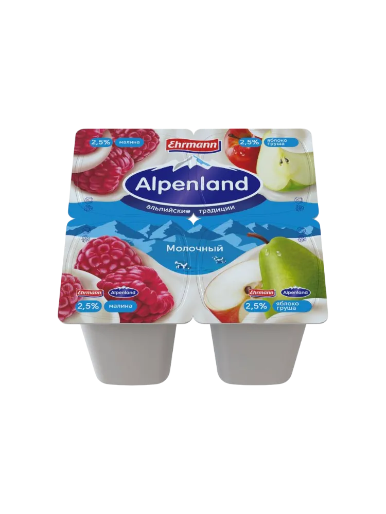 ЙОГУРТ ALPENLAND МОЛОЧНЫЙ 95Г 2.5% МАЛИНА/ЯБЛОКО/ГРУША