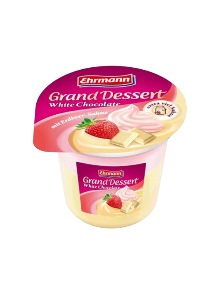 ПУДИНГ EHRMANN GRAND DESSERT 200Г 6% БЕЛ ШОКОЛАД/КЛУБНИЧНЫQ VECC