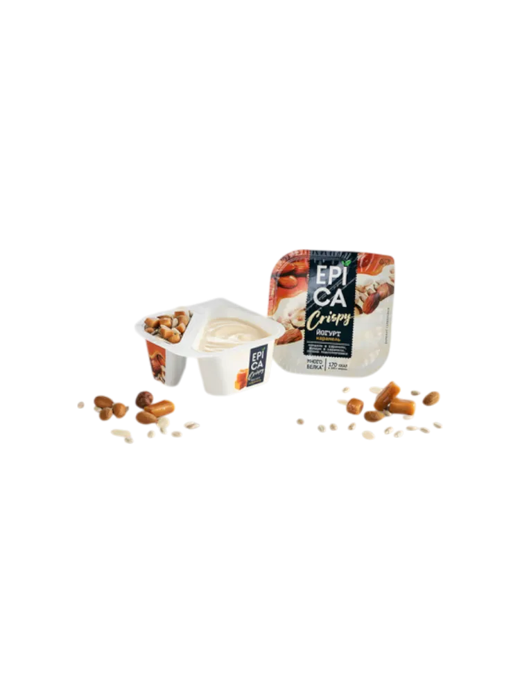 ЙОГУРТ EPICA CRISPY 140Г 10.2% С КАРАМЕЛЬЮ