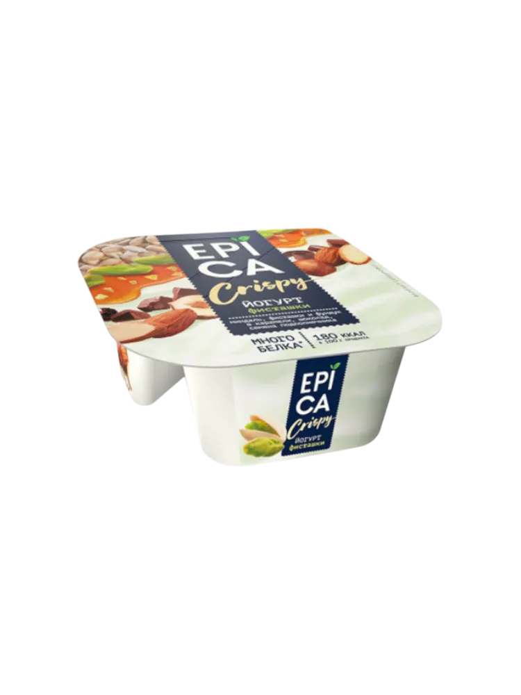 ЙОГУРТ EPICA CRISPY 140Г 10.5% С ФИСТАШКАМИ
